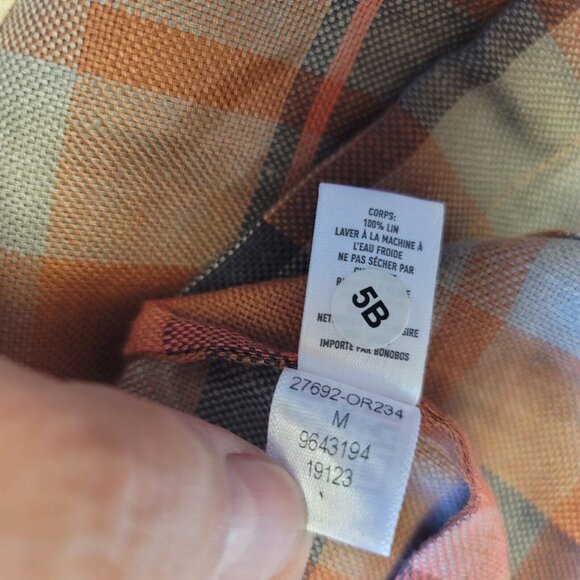 Bonobos Jacket Mens Medium Rust Plaid Linen‎ Anorak Pullover Lightweight NWOT - Picture 11 of 12